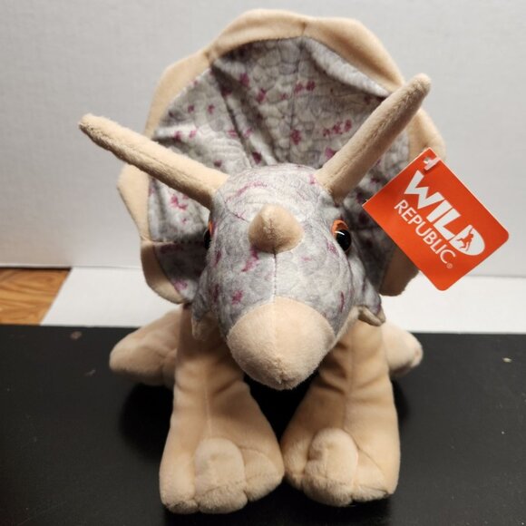 Wild Republic Triceratops Plush Dinosaur Toy 12" - Soft Stuffed Animal - Picture 1 of 11